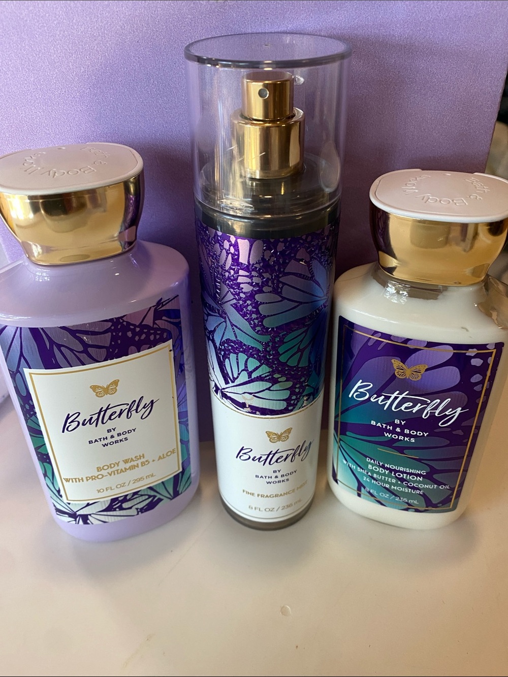 Bath & Body Works Purple Butterfly Bath & Body Gift Set with Gold Accents - Picture 2 of 12